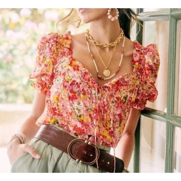 Sezane Tops - Sezane Rita floral silk blend blouse Sz 36 US 4